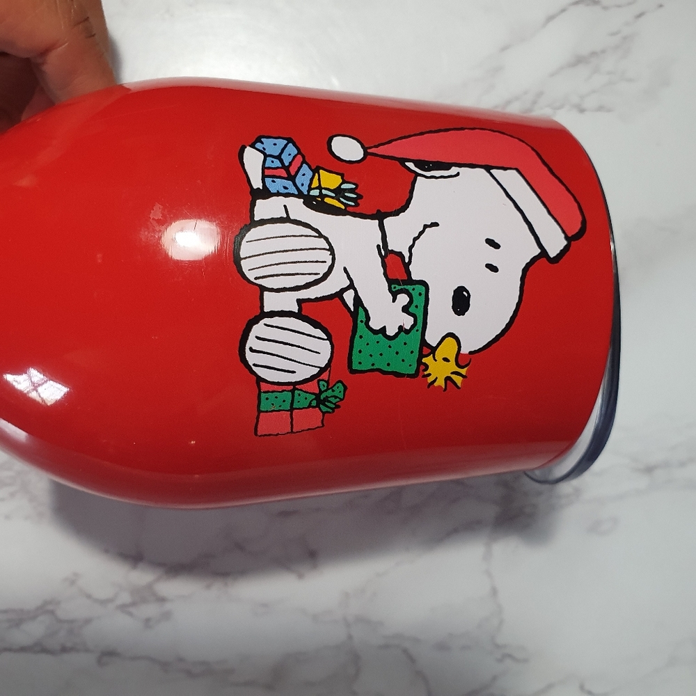 Peanuts Snoopy Charlie Brown Happy Holidays Christmas  Tumbler Cup red**